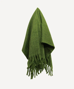 Solid Fringed Sage Green Throw