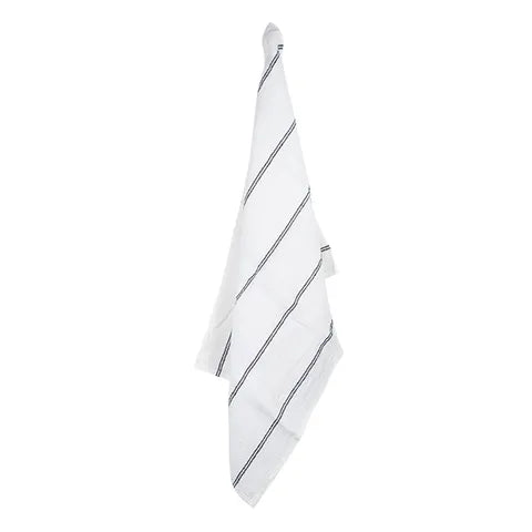 Woven Stripe Tea Towel Off White & Black